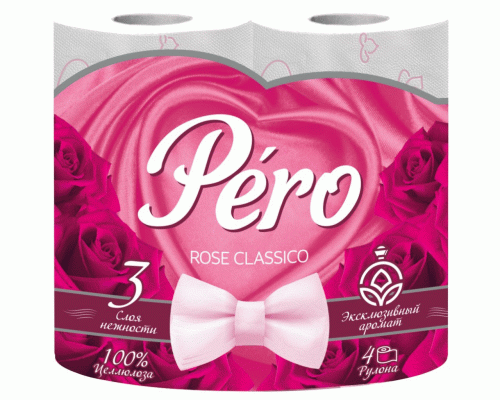Туалетная бумага Pero Rose трехслойная  4шт /0121/ (240 275)