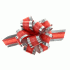Бант упаковочный шар №3,2 серебро Розы на красном (У-20) (225 724)