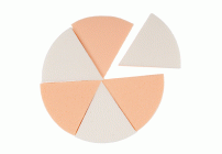 Спонж для макияжа латекс  7,8*2,2см круг из 6 частей бело-бежевый (270 421)