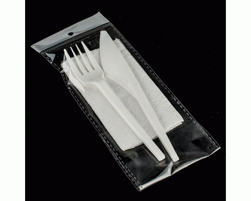 Набор столовых приборов одноразовых №3 (вилка, нож, салфетка) СОЦ (271 405)