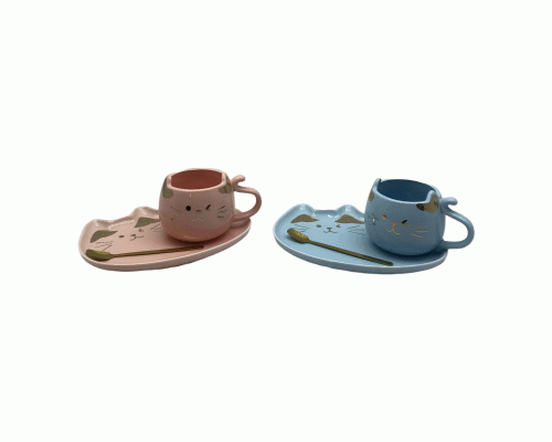 Чайная пара с ложкой Кошка (278 095)