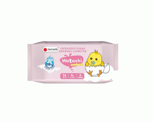 Салфетки влажные детские WATASHI 0+ big-pack 54шт (279 829)