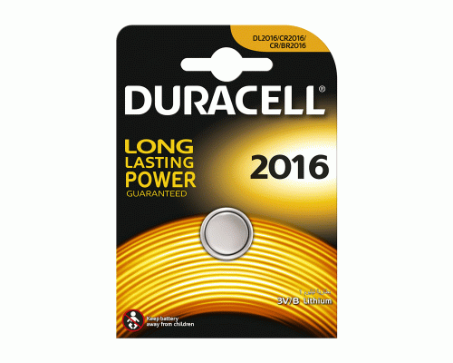 Батарейки литиевые 3V таблетка CR2016 Duracell на блистере /1/ (280 708)