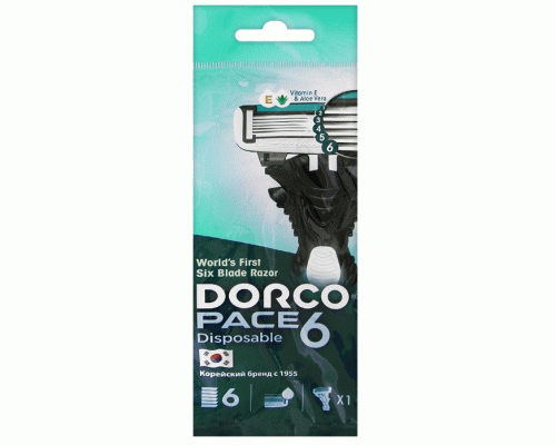 Станок для бритья одноразовый DORCO Pace6 6 лезвий с плавающей головкой 1шт пакет (246 237)