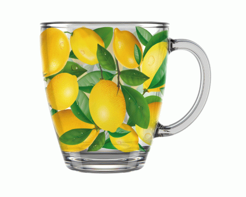 Кружка стекло 350мл Лимоны /2025-Д/ (252 994)