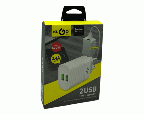 Сетевой адаптер белый 2USB 2,4A KLGO (280 665)