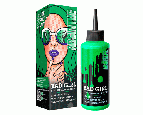 Оттеночный бальзам для волос Bad Girl  150мл Absinthe неоновый зеленый (282 923)