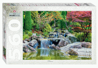 Пазлы 560 элементов StepPuzzle Каскадный водопад в японском саду (213 914)