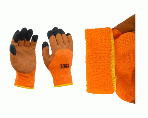 Перчатки толстые прорезиненные оранжевые (285 360)