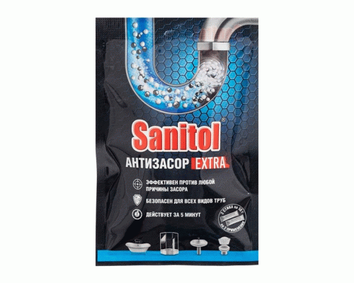 Средство для прочистки труб Sanitol 2 саше по 50г Антизасор Extra (288 404)