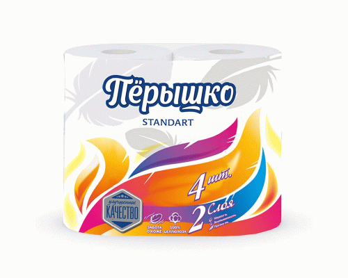 Туалетная бумага Перышко двухслойная  4шт (У-12) /0585/ (108 673)
