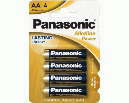 Батарейки алкалиновые АА LR6 Panasonic Power на блистере /4/48/240/32526/22133/ (56 973)