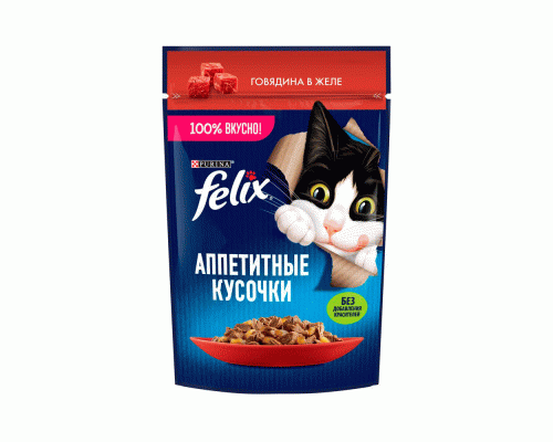 Felix  75г Аппетитные кусочки говядина в желе (288 386)