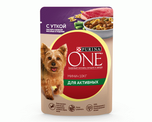 Purina One   85г mini для активных собак мелких пород с уткой (288 401)