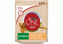Purina ONE 600г для собак мелких пород при активном образе жизни с курицей и рисом (288 406)