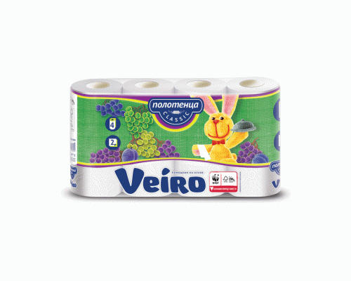 Полотенца бумажные Veiro Classic двухслойные 4шт (289 028)