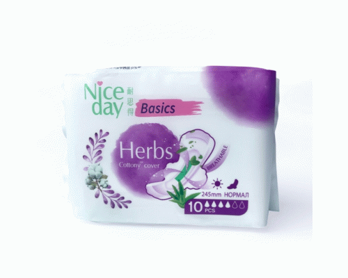 Прокладки Nice Day Basic Herbs 10шт 245мм дневные Алоэ Вера /NDE8-2/29261/ (290 761)
