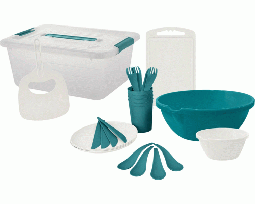 Набор посуды для пикника на 4 персоны, 28 предметов Plast Team зеленый бархат (289 957)
