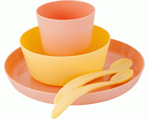 Набор детской посуды 5 предметов Lalababy Follow Me персиковая карамель (290 007)