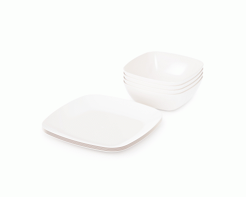 Набор тарелок  8 предметов Квадро белые /М8474/ (289 195)