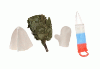 Набор для бани Русская банька (веник, шапка, рукавичка, мочалка) Бацькина баня (286 711)