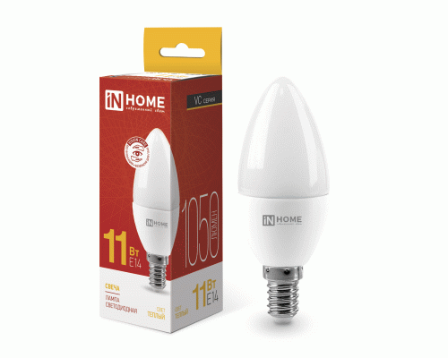 Лампа светодиодная In Home свеча 11Вт 230В E14 3000K 1050Лм (285 171)
