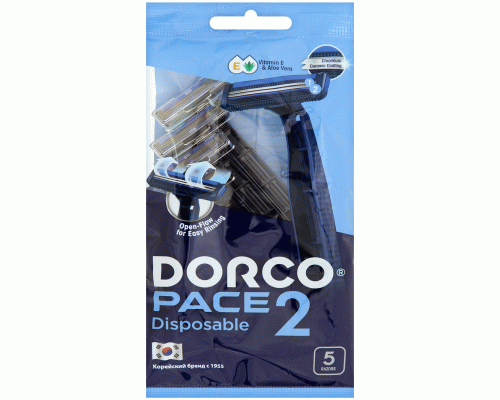 Станок для бритья одноразовый DORCO Pace2 2 лезвия 5шт пакет (293 261)