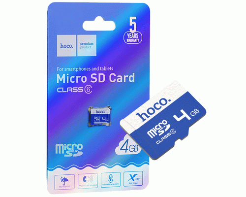 Карта памяти MicroSD   4GB HOCO TF Class 6 без адаптера (287 915)