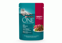 Purina One 75г для взрослых кошек с говядиной и морковью (288 398)