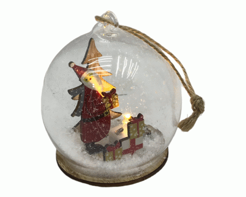 Подвеска на елку Снежный шар Новогодняя история с подсветкой /WTH-104A/ (294 338)