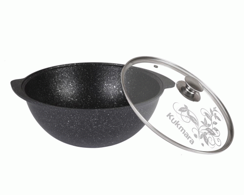 Казан  4,5л с крышкой, антипригарное покрытие темный мрамор Kukmara (294 594)