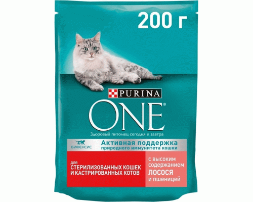 Purina One  200г для стерилизованных кошек с лососем и пшеницей (295 962)