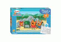 Пазлы Maxi 24 элемента StepPuzzle Три кота и море приключений+раскраска (296 230)