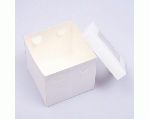 Коробка подарочная 15х15х15см с окном белая (297 311)