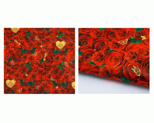 Бумага упаковочная 70х100см глянцевая Розы для тебя (297 159)
