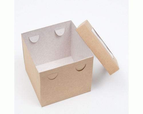 Коробка подарочная 15х15х15см с окном крафт (297 310)