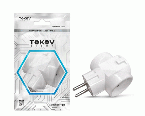 Тройник белый круглый 250В 10А IP20 TOKOV ELECTRIC  (297 274)