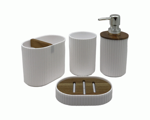 Набор для ванной 4 предмета (дозатор, мыльница, 2 стакана) (298 194)