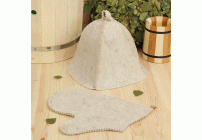 Набор для бани (шапка, рукавица) белый (297 088)