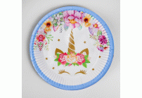 Тарелка бумажная 6шт Единорог и цветы (297 248)