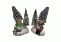 Украшение новогоднее Девочка/Мальчик с елкой на подставке /HG18-689/ (295 410)
