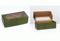 Коробка подарочная 16х35х12см с окном хаки (297 296)