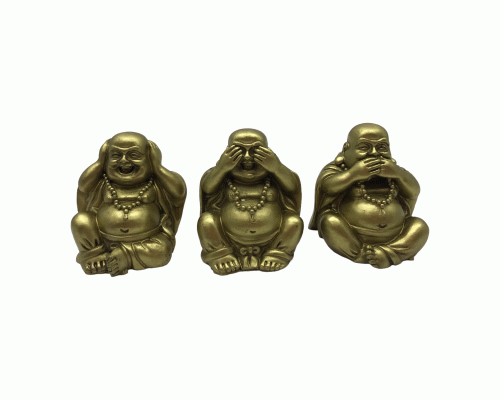 Набор статуэток 3шт Смеющийся Будда золото (298 080)
