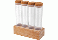 Набор банок для специй 4шт Sugar&Spice Rosemary на деревянной подставке (298 254)