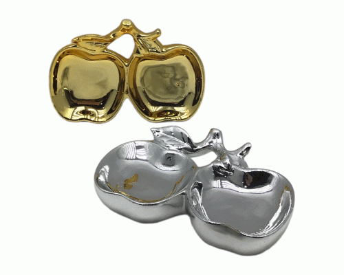Тарелка декоративная 13*8,7см Ягода золото/серебро (У-6/120) (300 054)