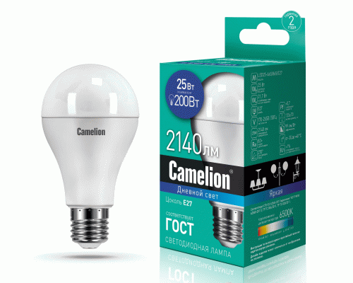 Лампа светодиодная Camelion шар LED25-A65/865/E27 25Вт 220В (300 413)