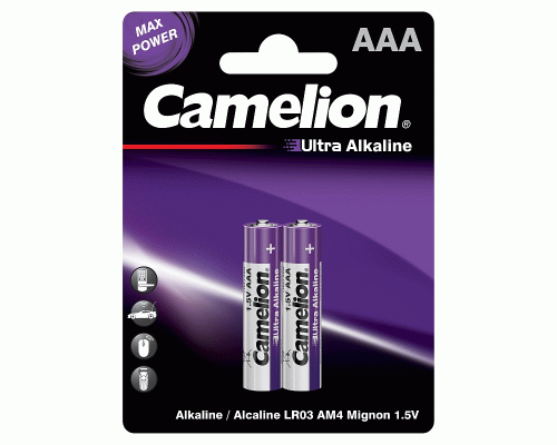 Батарейки алкалиновые ААА LR03 Camelion Ultra на блистере /2/24/ (300 507)