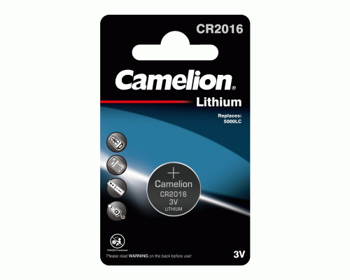 Батарейки литиевые 3V таблетка CR2016 Camelion на блистере /1/10/ (300 510)