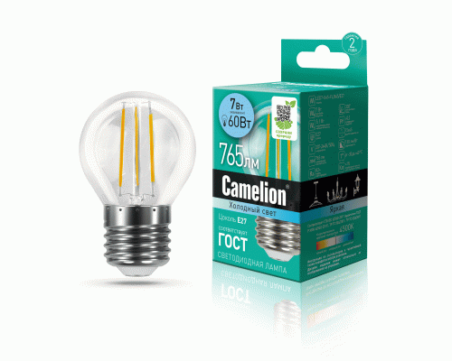 Лампа светодиодная Camelion шар LED7-G45-FL/845/E27 7Вт 220В (302 098)