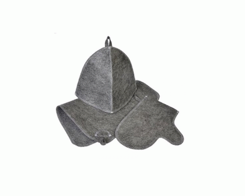 Набор для бани Буденовка (шапка, коврик, рукавица) Бацькина баня (300 638)